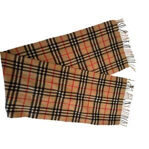 Vintage Burberrys 100% Cashmere Scarf Nova Check Plaid England READ